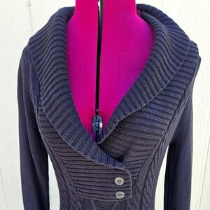 Guess Women's Black Shawl Collar Sweater Dress